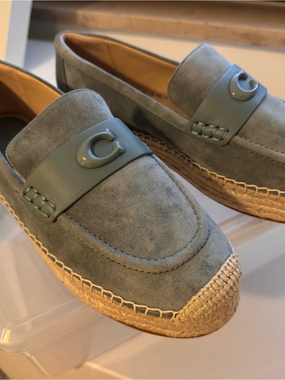 Women’s Suede Espadrille Loafers - light blue